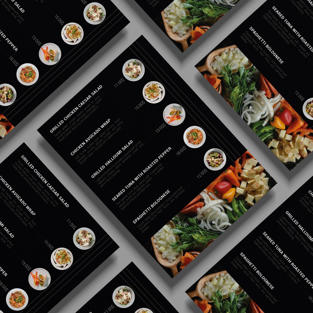 Free Modern Dark Themed Restaurant Menu Template - Image 2