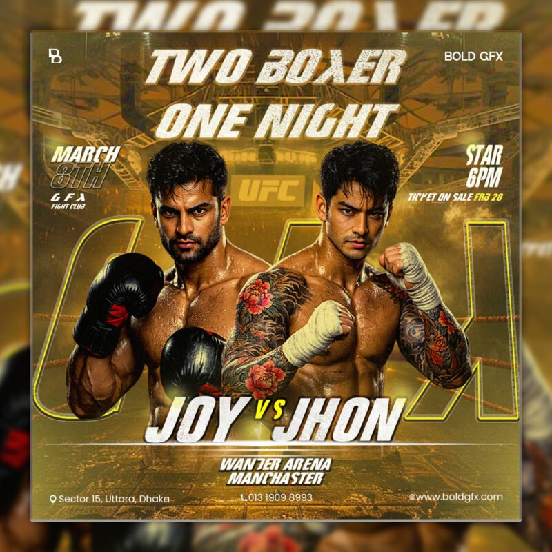 Action Sports Boxing Night Social Media Post Template