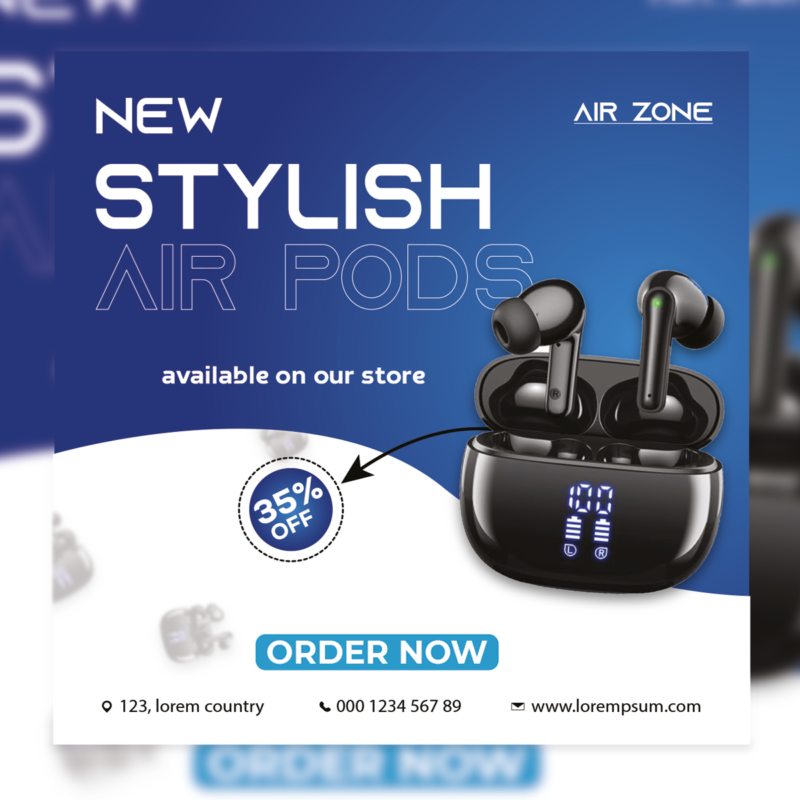 Earbuds Social Media Post Design