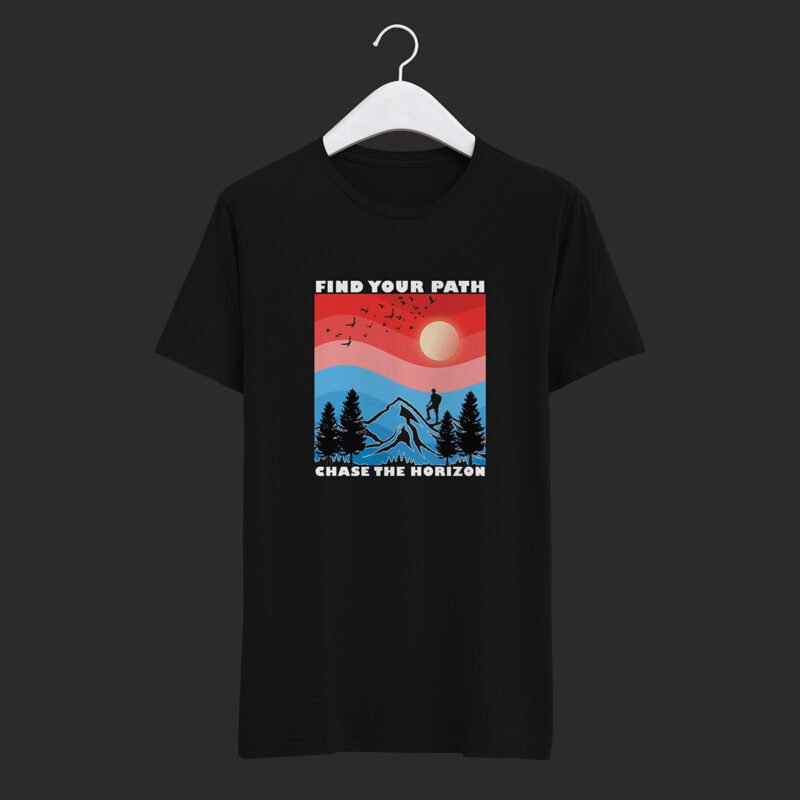 “Find Your Path” Retro Mountain Adventure T-shirt Design