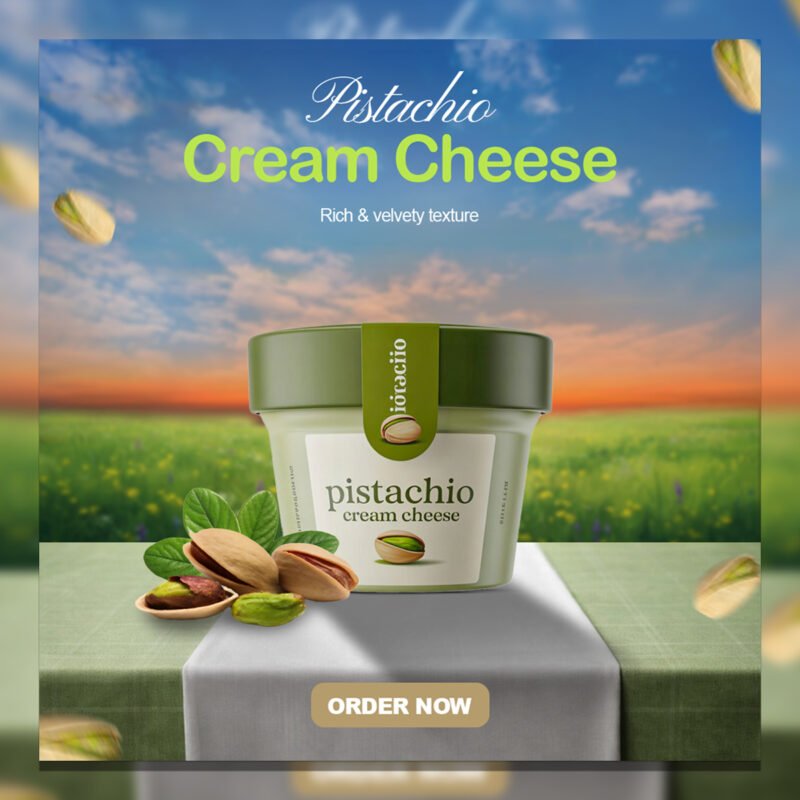 Fresh & Organic Pistachio Cream Cheese Social Media Post