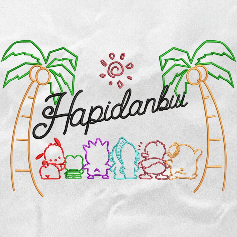 “Hapidanbui” Summer Beach Friends Embroidery Design