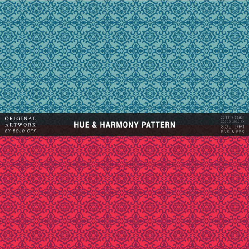 “Hue & Harmony” Seamless Ornate Damask AOP Pattern