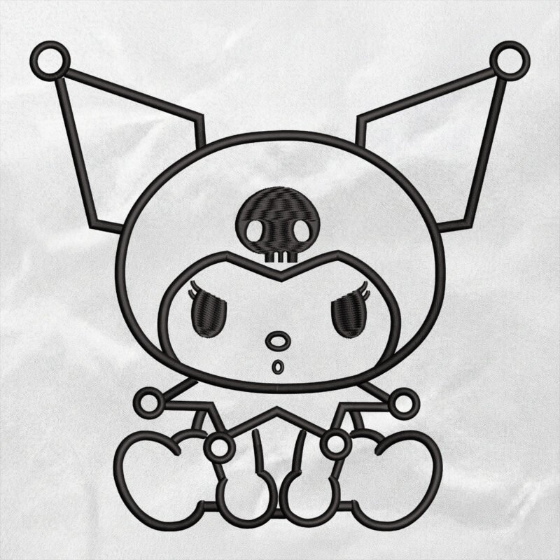 “Kuromi” Character Line Art Embroidery Design