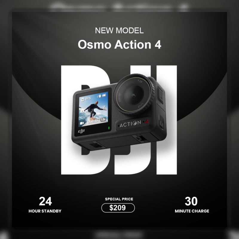 “Osmo Action 4” High-Contrast Tech Social Media Post