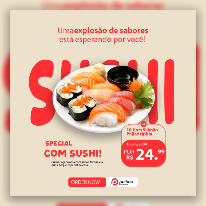 “Uma Explosão de Sabores” Premium Sushi Social Media Post