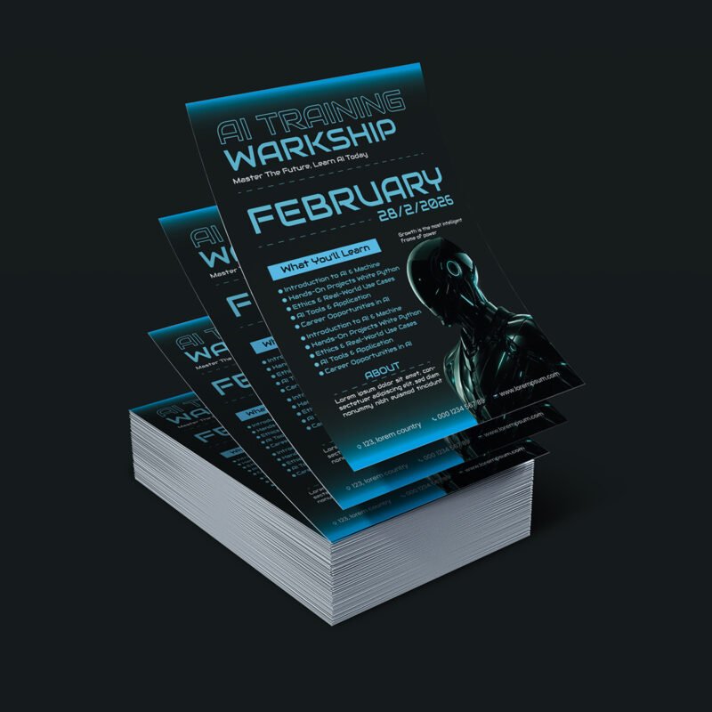 AI Training Workshop Futuristic Cyan Event Flyer