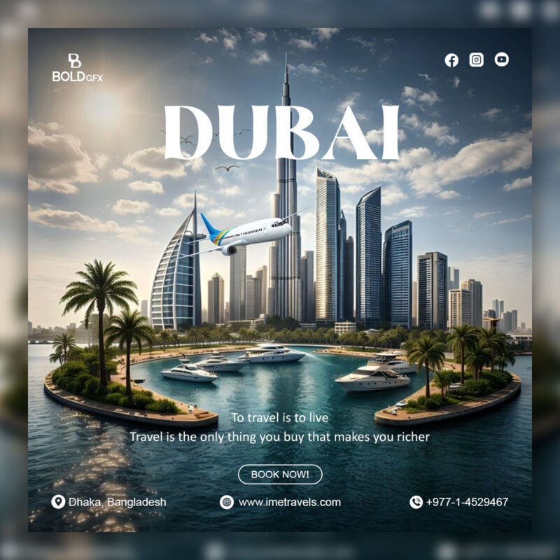 “Explore Dubai” Luxury Travel Agency Social Media Post