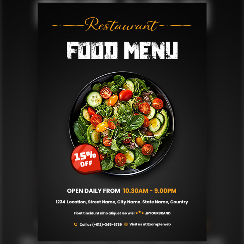Fresh Green Salad Restaurant Food Menu Flyer