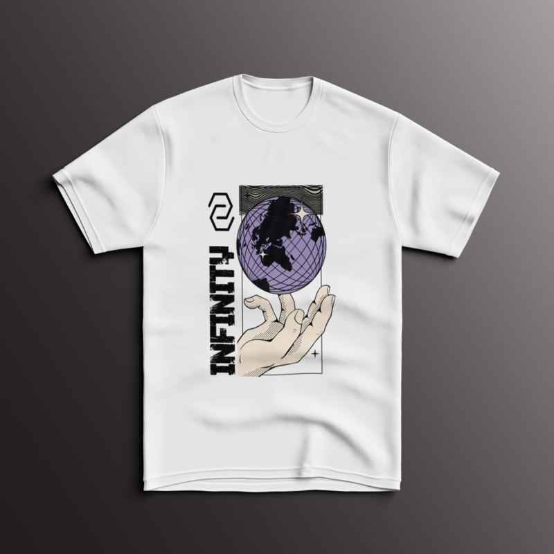 “Infinity” Global Hand & Purple Globe T-shirt Design