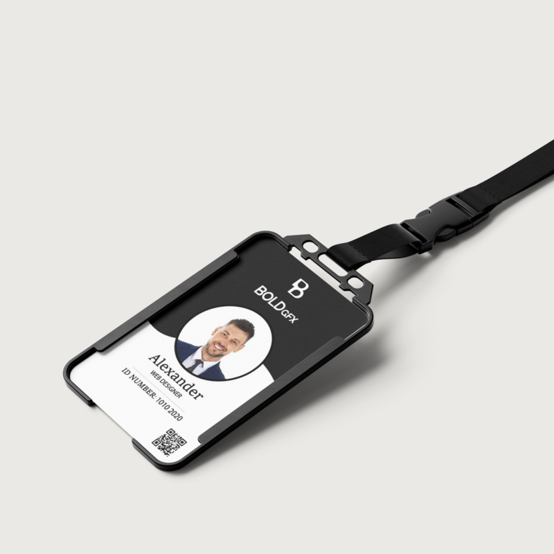 Professional Black & White Vertical Employee ID Badge