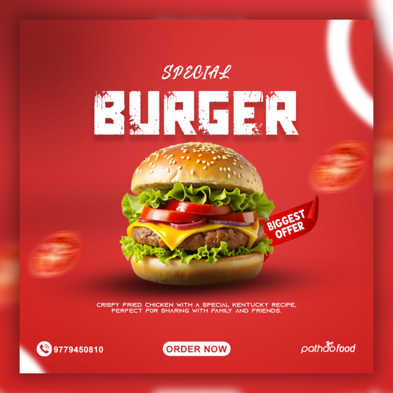 “Special Burger” Crispy Fried Chicken Social Media Post Design