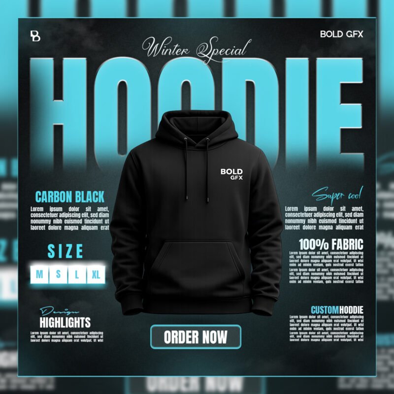 “Winter Special” Carbon Black Hoodie Social Media Post