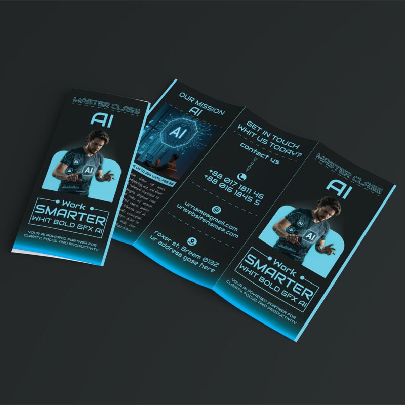 “Work Smarter” AI Master Class Tri-Fold Brochure Design
