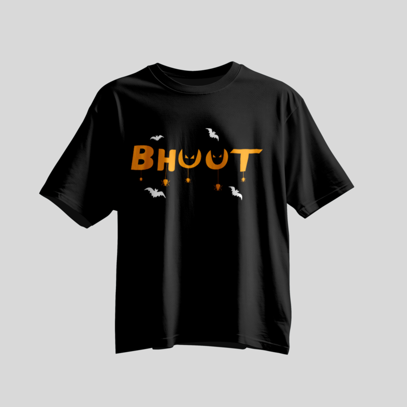 BHOOT Spooky Orange Typography Halloween T-Shirt Design