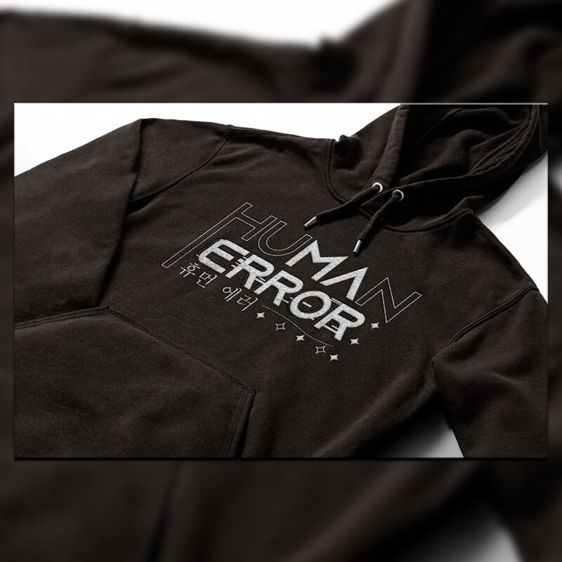BOLD GFX Apparel Series – High-Fidelity Black Hoodie with Hangeul Typography