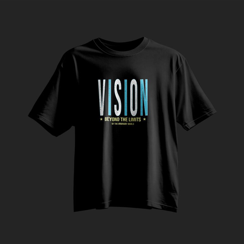 BOLD GFX Apparel Series – High-Fidelity Black Tee with Cyber-Cyan Vision Graphic