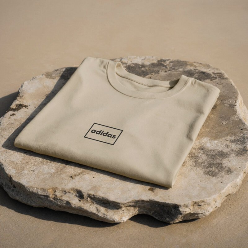 BOLD GFX Apparel Series – Premium Folded T-Shirt Mockup on Natural Stone Base