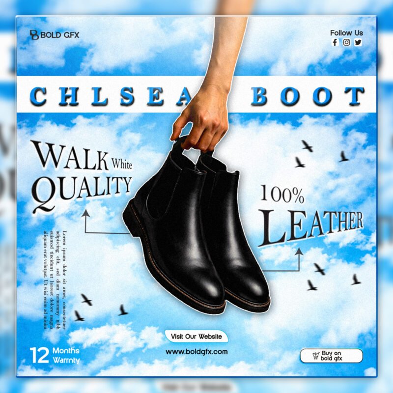 BOLD GFX Apparel Series – Professional Leather Boot Social Media Template