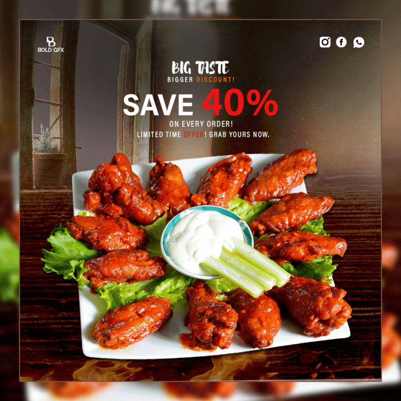 BOLD GFX Culinary Series – Professional Bigger Discount Wings Offer Post
