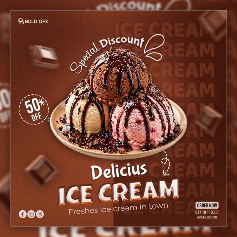BOLD GFX Culinary Series – Professional Ice Cream Parlor Social Media Template