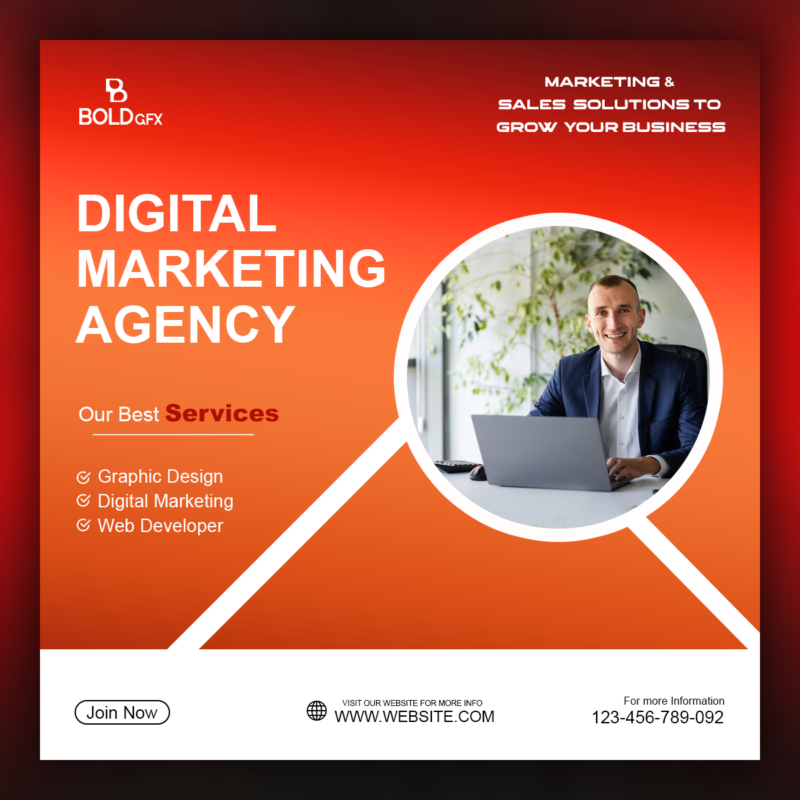 BOLD GFX Digital Marketing Agency Social Media Post – Professional Brand Intro Template