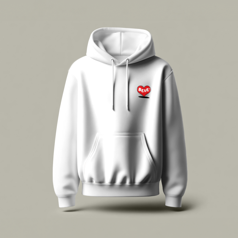 BOLD GFX Essential Series – High-Fidelity White Hoodie with Pop-Art Heart Logo
