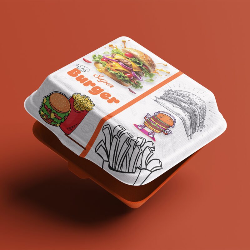 BOLD GFX Food Series – Illustrative Burger Box with Character Mascot