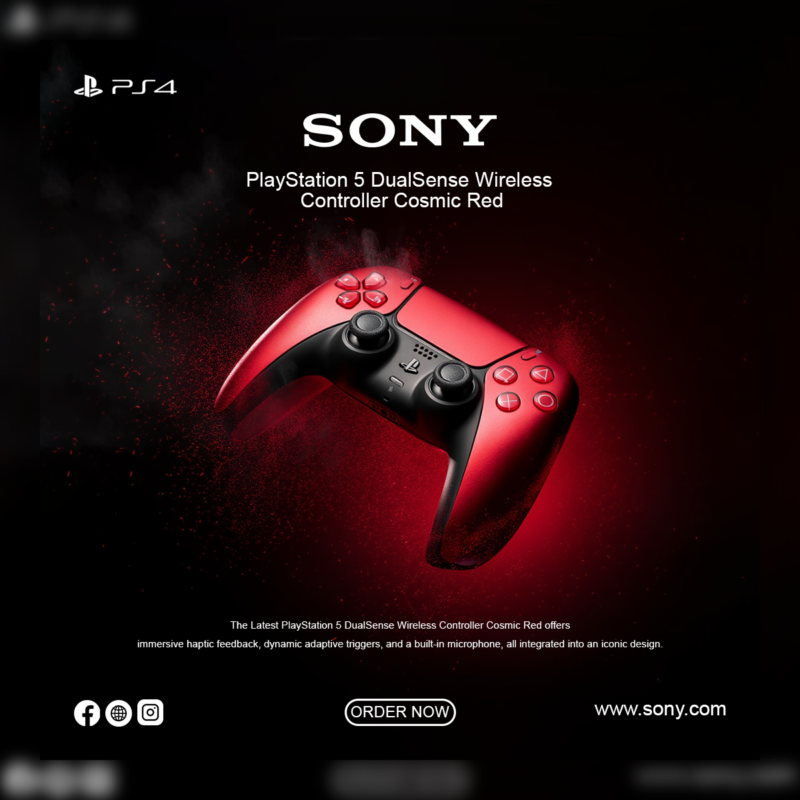 BOLD GFX Gaming Series – Cosmic Red PS5 Peripheral Marketing Graphic