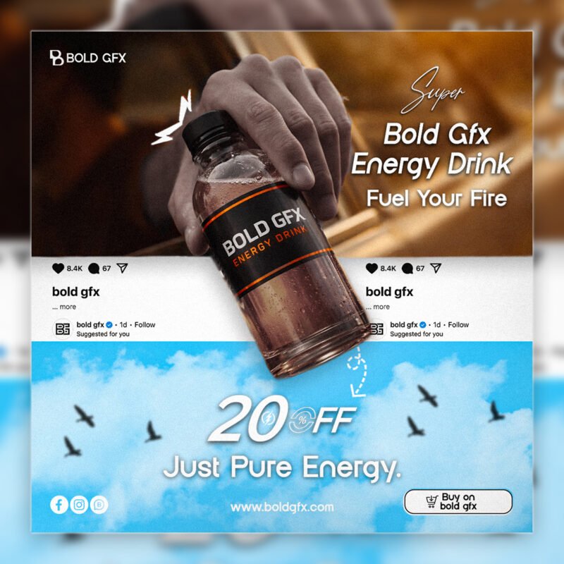 BOLD GFX Series – Professional Fitness & Energy Drink Marketing Graphic