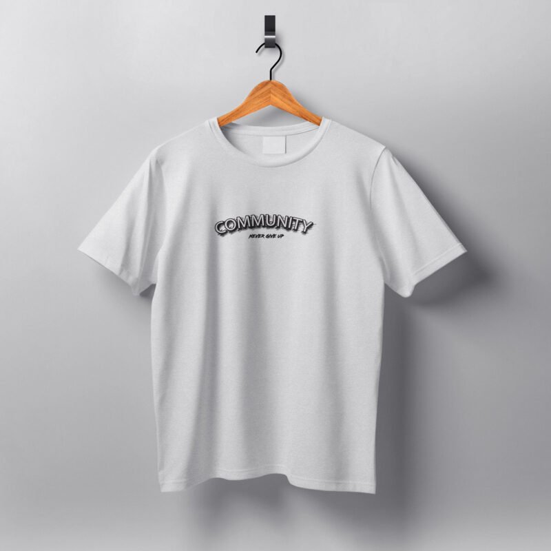 COMMUNITY Arched 3D Typography White T-Shirt