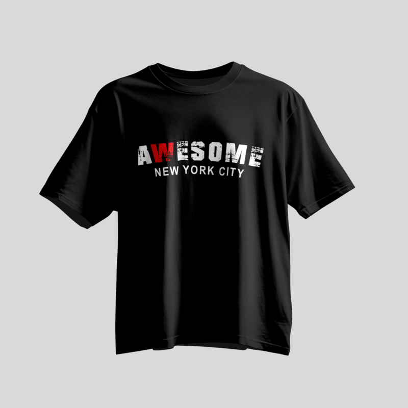 Distressed Awesome New York City T-Shirt – Urban Streetwear Graphic Mockup