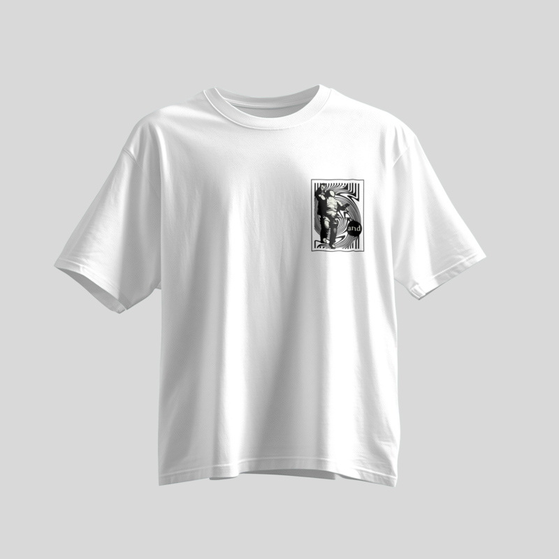 Experimental Space Psychedelic Astronaut Graphic White T-Shirt