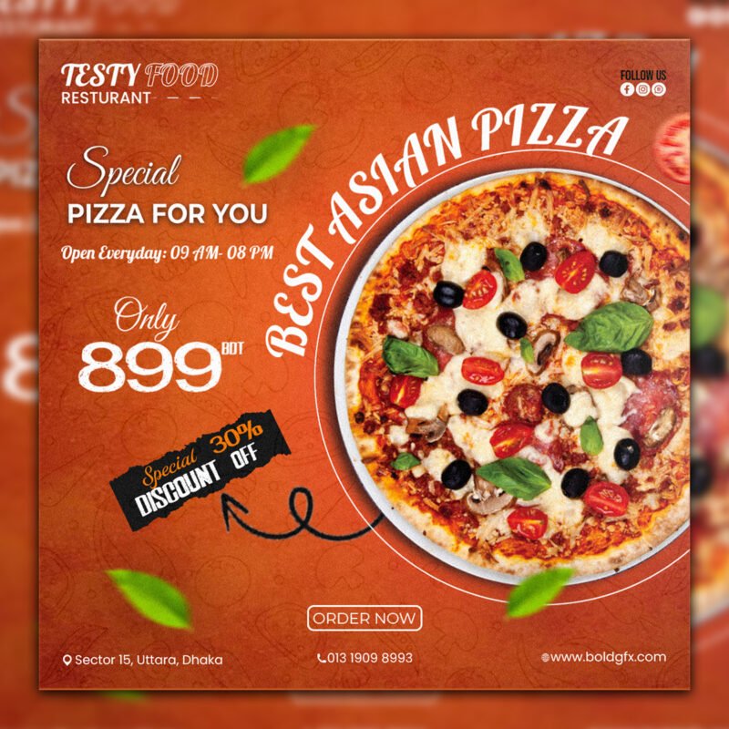 High-Impact Pizza Marketing Post – Social Media Template for Local Eateries