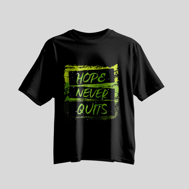 Hope Never Quits Motivational Neon Grunge T-Shirt Design