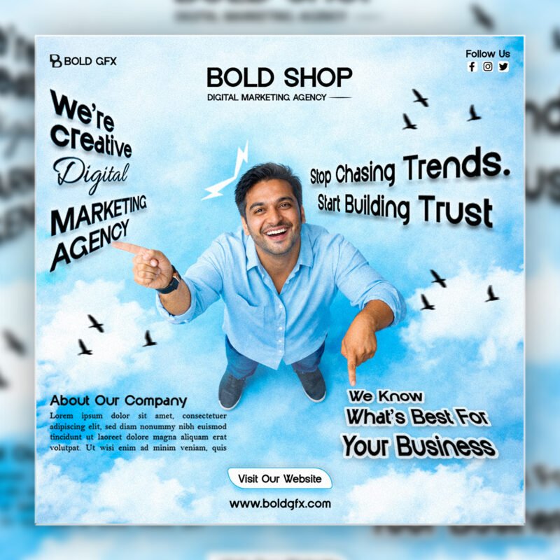 Modern Corporate About Us Social Graphic – High-Perspective Marketing Promo
