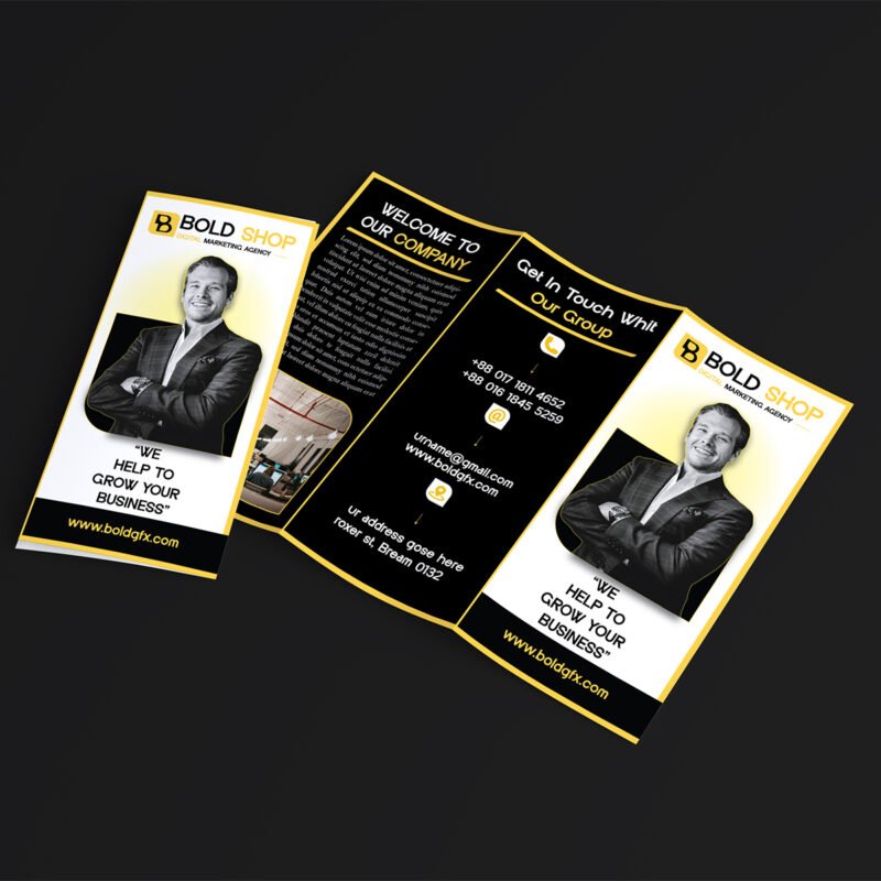 Modern Corporate Yellow & Black Tri-fold Marketing Template