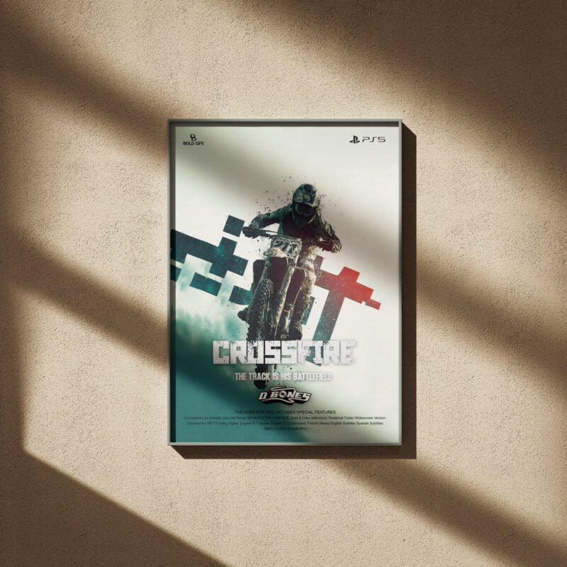 Professional D’BONES CROSSFIRE Gaming Mockup – High-Impact Action Sports Poster