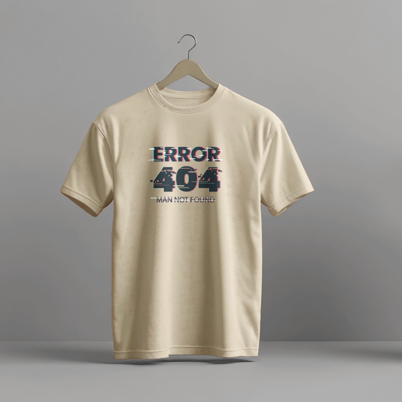 Professional Man Not Found Cyberpunk Streetwear Mockup – High-Contrast Print