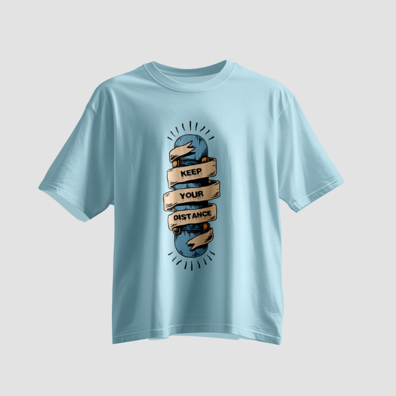 Professional Oversized Streetwear Mockup – Sky Blue Skateboard Graphic Edition