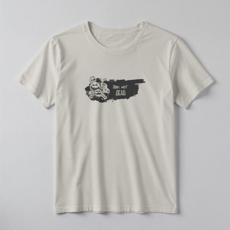 Punks Not Dead Alternative Graphic Tee – Grungy Illustrative Streetwear Mockup