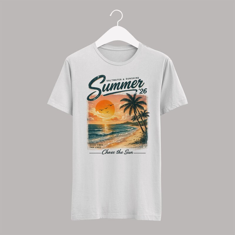 Retro Chase the Sun Coastal Lifestyle Apparel Graphic