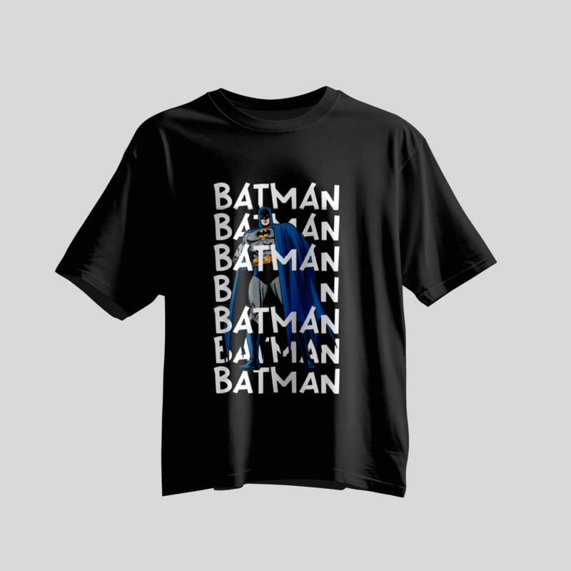 Urban Streetwear Batman Graphic Tee with Bold Vertical Text