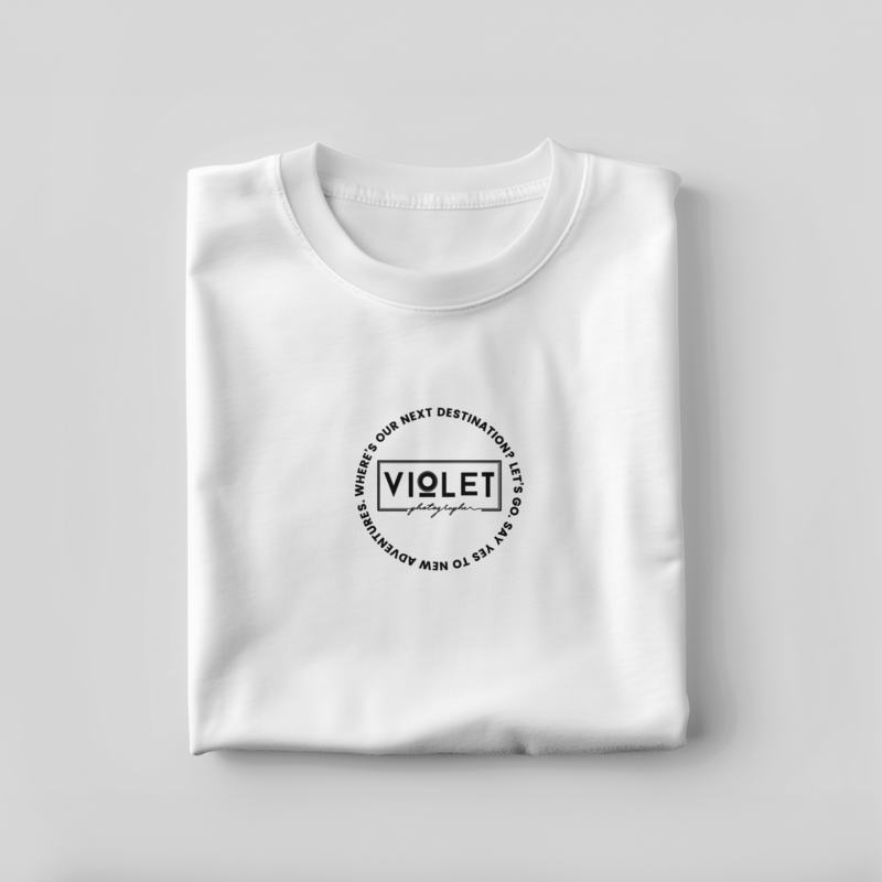 VIOLET Photographer Minimalist Adventure T-shirt Design