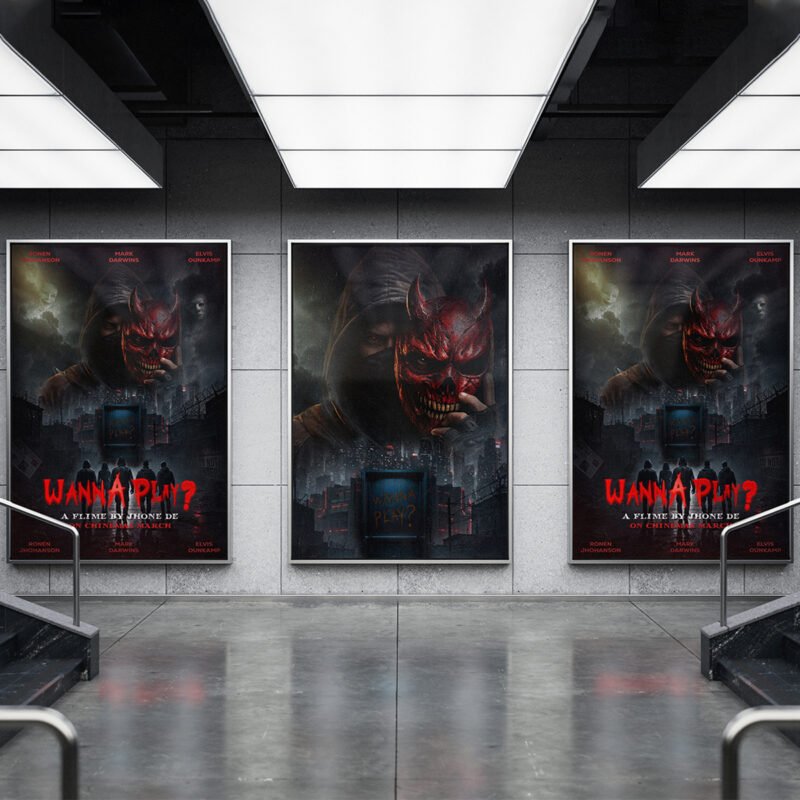 Wanna Play Cinematic Horror Movie Poster – Slasher-Core Promotional Template
