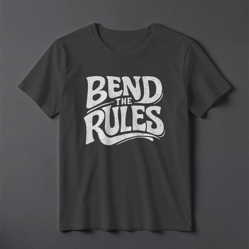BEND THE RULES Interlocking Retro Tee – Professional BOLD GFX Typography Mockup