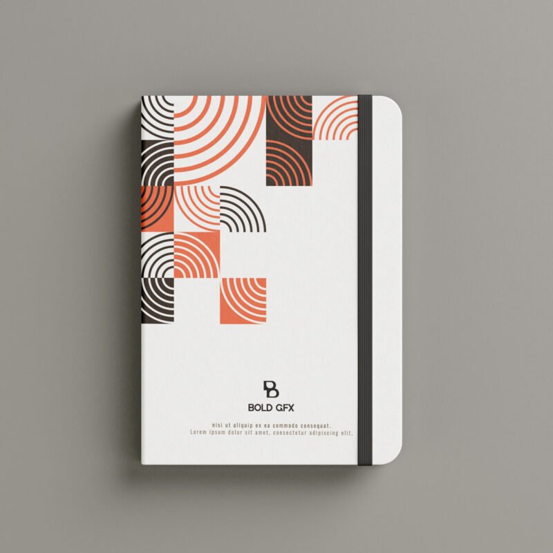 Bauhaus Geometric Arc Pattern Journal Cover – High-Fidelity Mid-Century Stationery Template