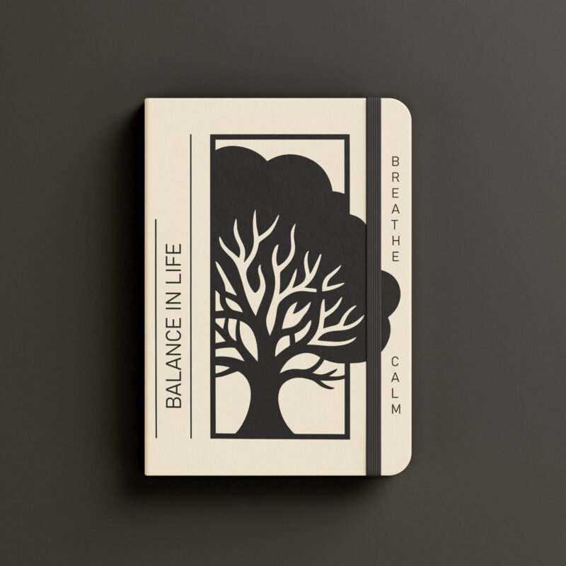 Botanical Silhouette Breathe Calm Journal Cover – Premium BOLD GFX Design Template