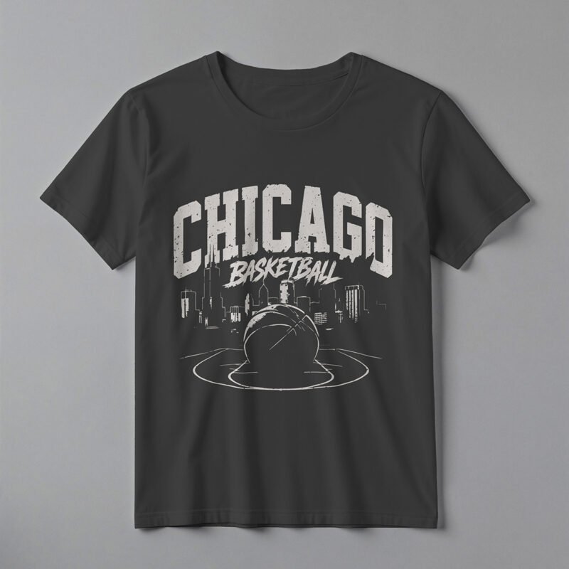 CHICAGO BASKETBALL Vintage Varsity Tee – Professional BOLD GFX Graphic Mockup