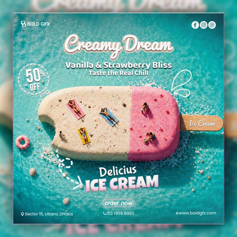 Creamy Dream Summer Sale – Professional BOLD GFX Food Marketing Mockup